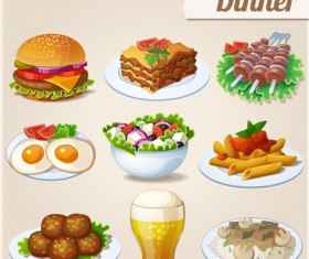 Tasty dinner icons design vector