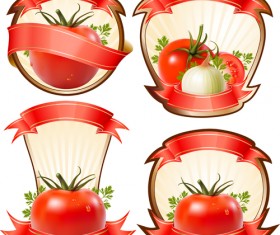 Tomato labels with ribbon vector graphics