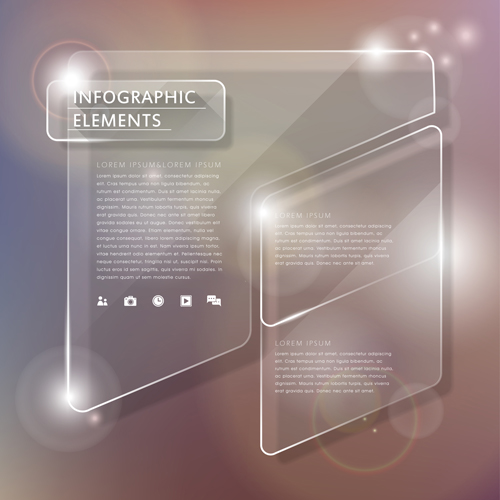 Transparent glass business infographics vector 01