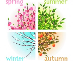 Tree with four seasons vector material 02