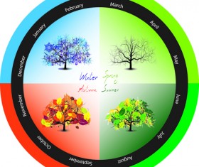 Tree with four seasons vector material 03