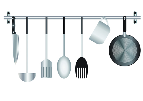 Various kitchen cutlery set vector 04