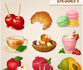 Vector dessert with fruit icons