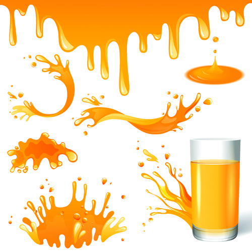 Vector orange juice design elements