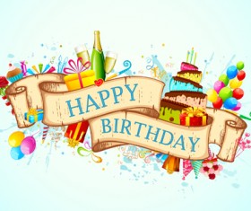 Vector set of birthday cards design elements 04