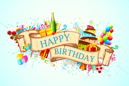 Vector set of birthday cards design elements 04