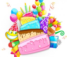 Vector set of birthday cards design elements 07