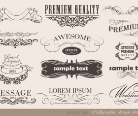 Vector set of calligraphic vintage elements 02