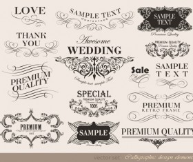 Vector set of calligraphic vintage elements 03