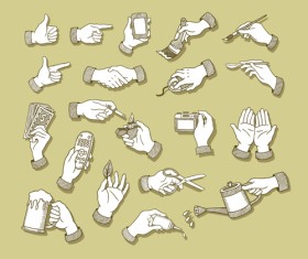 Vector set of different gestures graphic 01