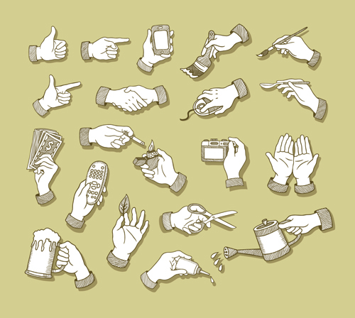 Vector set of different gestures graphic 01