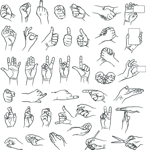 Vector set of different gestures graphic 03