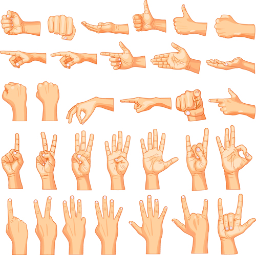 Vector set of different gestures graphic 04