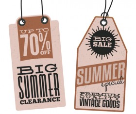 Vintage cardboard summer discount tags vector 02