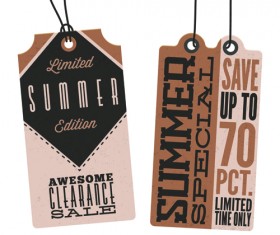 Vintage cardboard summer discount tags vector 03