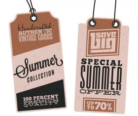 Vintage cardboard summer discount tags vector 05