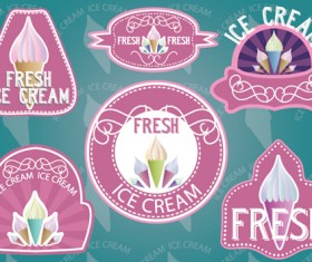 Vintage ice cream labels vector material