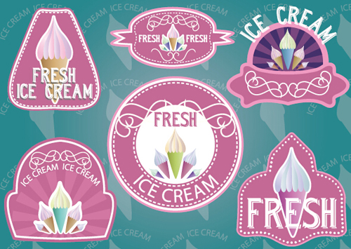 Vintage ice cream labels vector material