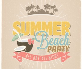 Vintage poster happy summer design vector 01