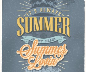 Vintage poster happy summer design vector 02