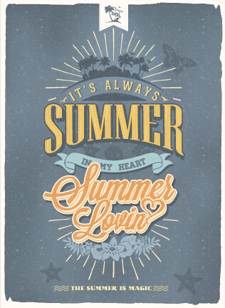 Vintage poster happy summer design vector 02
