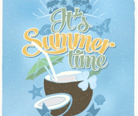 Vintage poster happy summer design vector 03