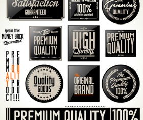Vintage premium quality stickers and labels with banner vector 01