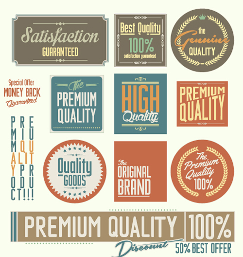 Vintage premium quality stickers and labels with banner vector 02