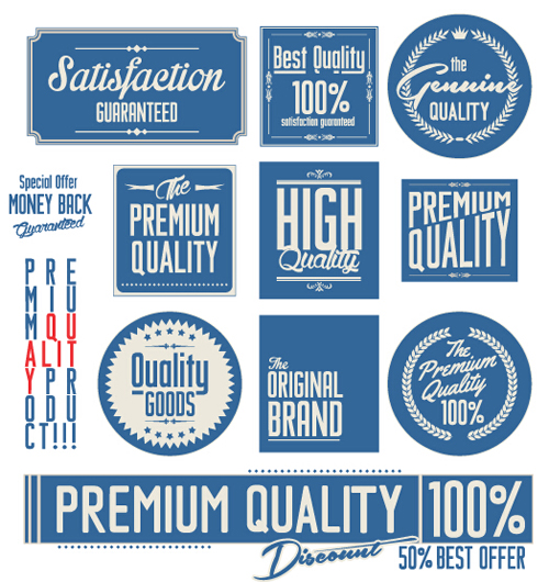 Vintage premium quality stickers and labels with banner vector 03