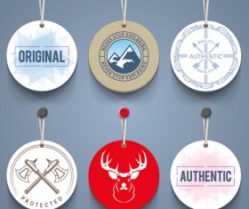 Vintage round tags design vector 02