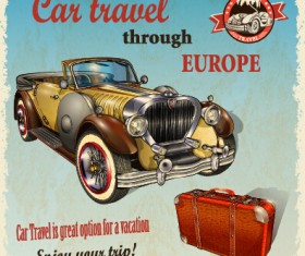 Vintage style car advertising poster vector 01