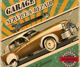 Vintage style car advertising poster vector 02