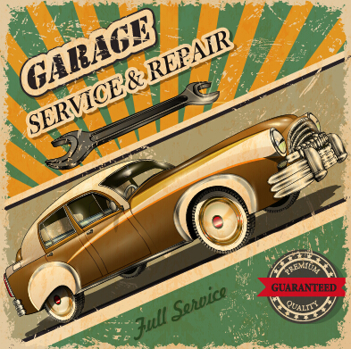 Vintage style car advertising poster vector 02