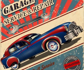 Vintage style car advertising poster vector 03