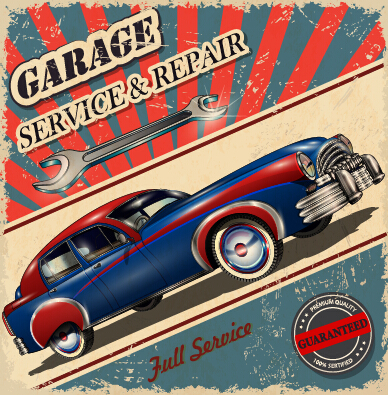 Vintage style car advertising poster vector 03