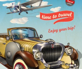 Vintage style car advertising poster vector 04