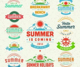 Vintage summer elements labels vector material 04