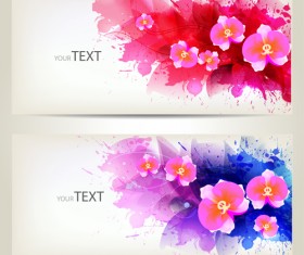 Watercolor floral creative banner vector