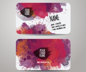 Watercolor grunge business cards vector material 02