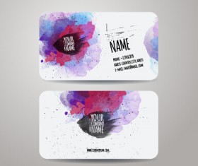 Watercolor grunge business cards vector material 03