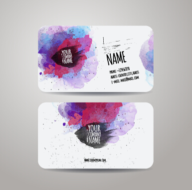 Watercolor grunge business cards vector material 03