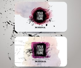 Watercolor grunge business cards vector material 04