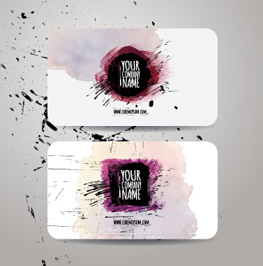 Watercolor grunge business cards vector material 04