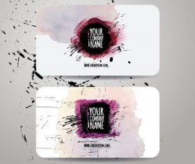 Watercolor grunge business cards vector material 05