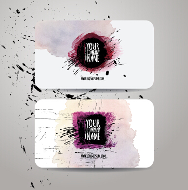 Watercolor grunge business cards vector material 05