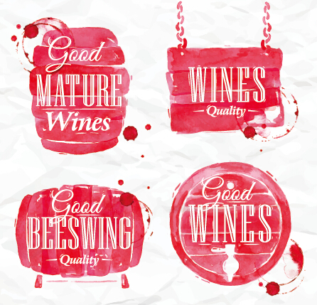 Watercolor wine labels vector