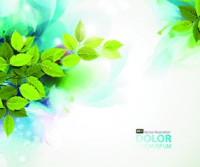 Watercolor with green leaves vector background art