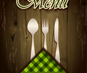 Wooden board background menu cover vector 02