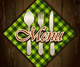 Wooden board background menu cover vector 04