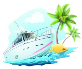 Yacht and travel background vector image